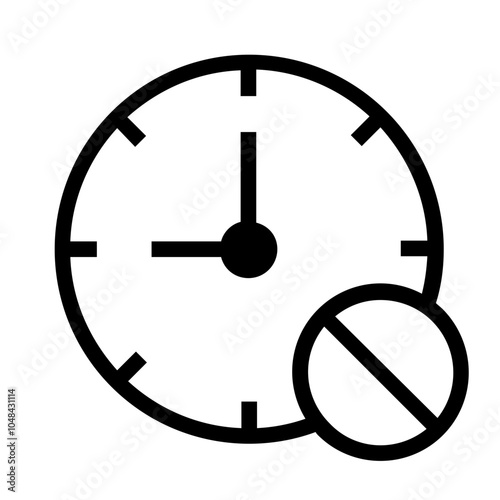 Stop or Block Time Single Icon in Outline Line Style photo