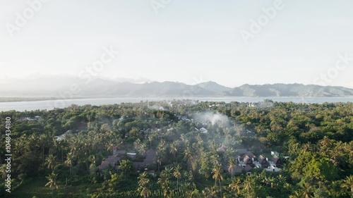 aerial view of nature on island in indonesia