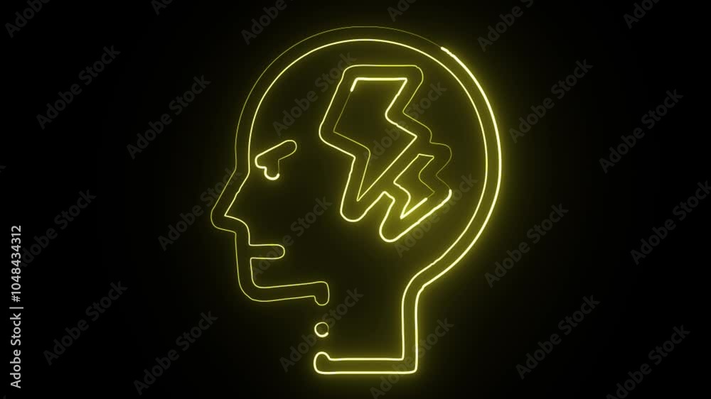 glowing neon anger icon isolated on black background. HD video motion graphic animation glowing neon anger icon isolated on black background. HD video motion graphic animation