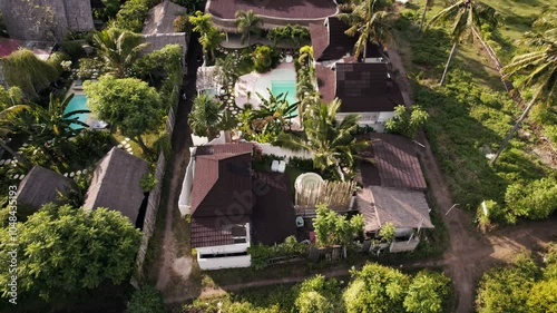 aerial view of nature on island in indonesia