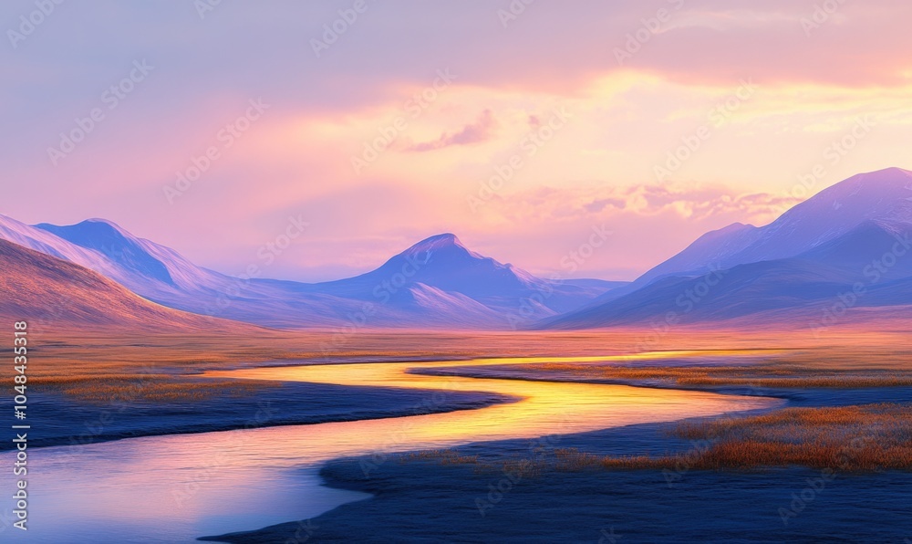 A beautiful landscape with a river running through it