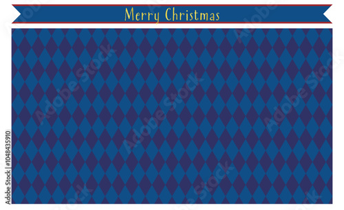 クリスマスカラーのダイヤモンドチェックシームレスパターン/青