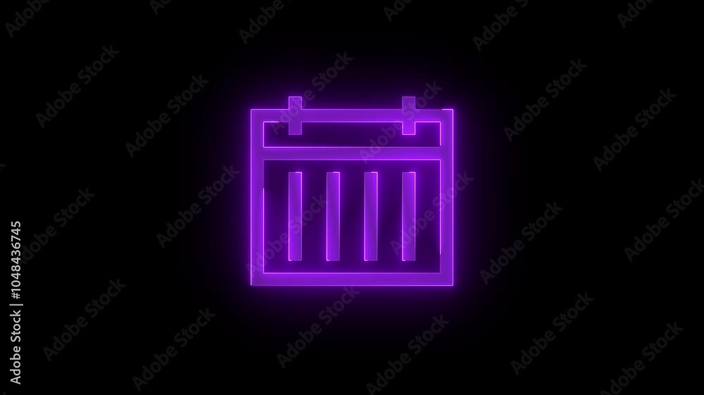 Calendar week stroke icon glowing neon purple color animation Calendar week stroke icon glowing neon purple color animation