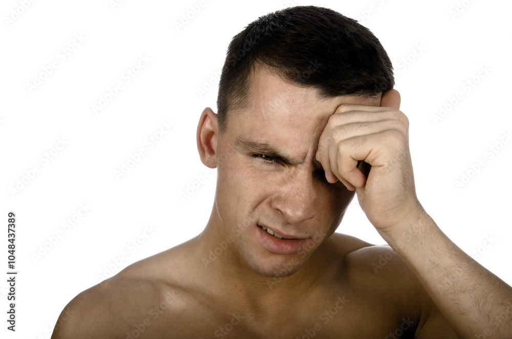 Headache and migraine. Attractive man and health problems. Headache and migraine. Attractive man and health problems.