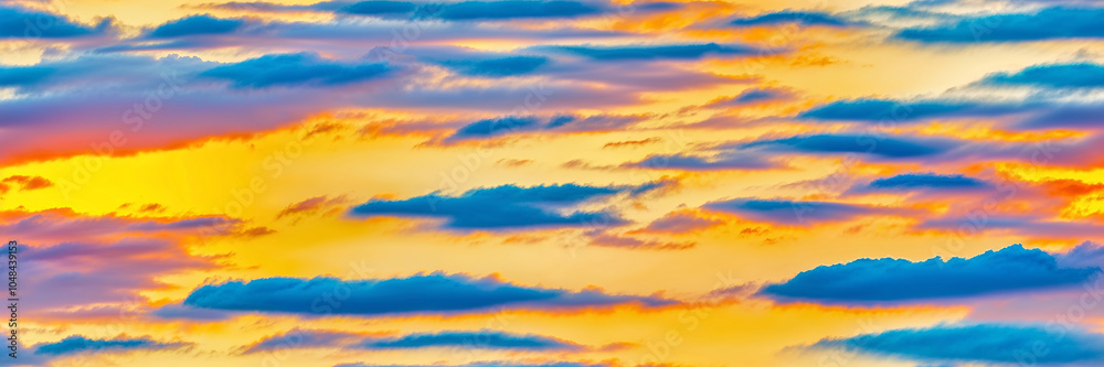 Fototapeta premium Panoramic View of a Sunset. Created with Generative AI Technology