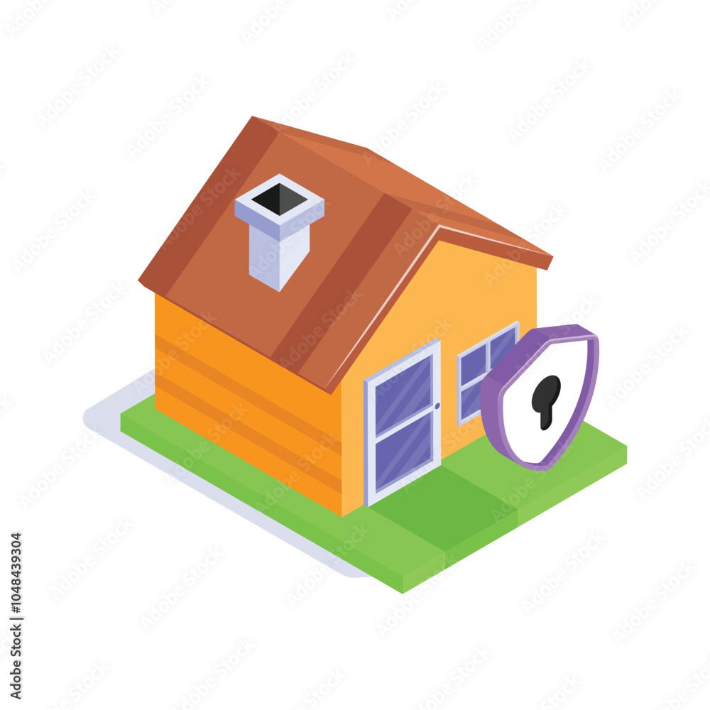 Well designed vector of house protection in trendy isometric style, editable icon Well designed vector of house protection in trendy isometric style, editable icon