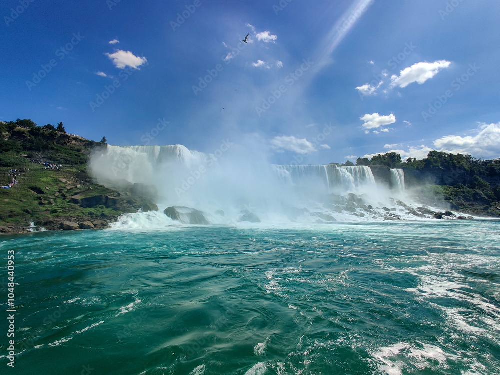 Obraz premium View on the American Falls river from water-lever spot