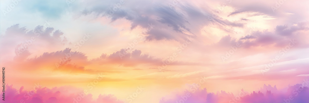 Fototapeta premium Sunset Sky in Abstract Watercolor with Vibrant Orange and Purple Hues. Created with Generative AI Technology