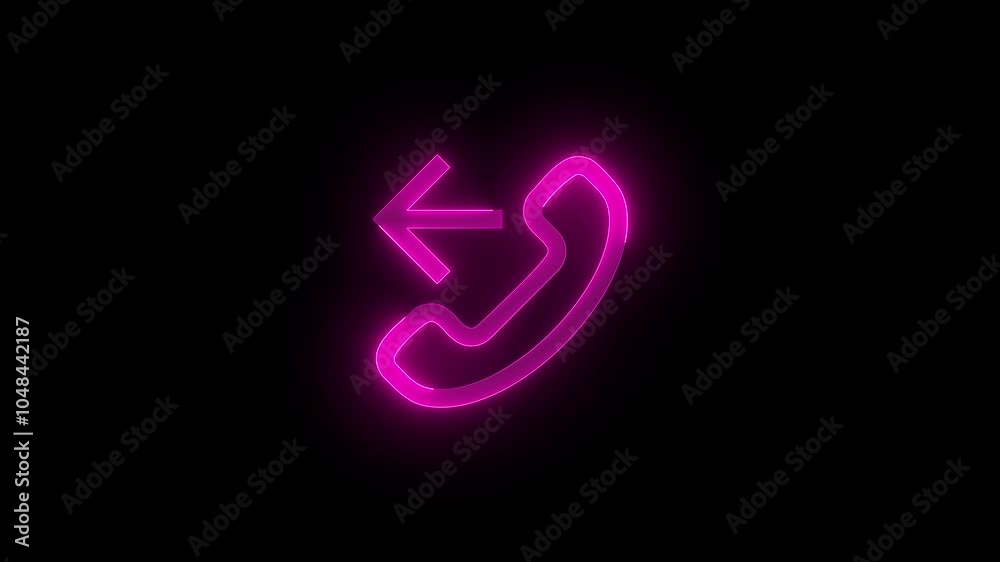 Call forwarding mirrored stroke icon glowing neon pink color animation Call forwarding mirrored stroke icon glowing neon pink color animation