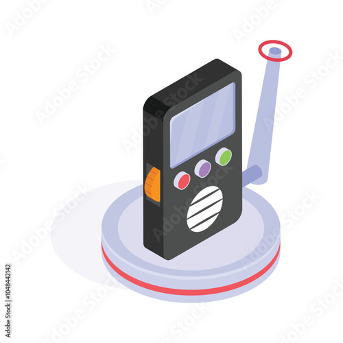 Wireless handset isometric icon in modern style
