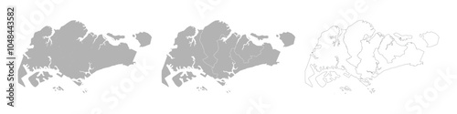 Set of SINGAPORE Maps with Main Map and Regional maps