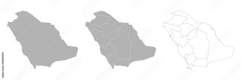 Obraz premium Set of SAUDI ARABIA Maps with Main Map and Regional maps