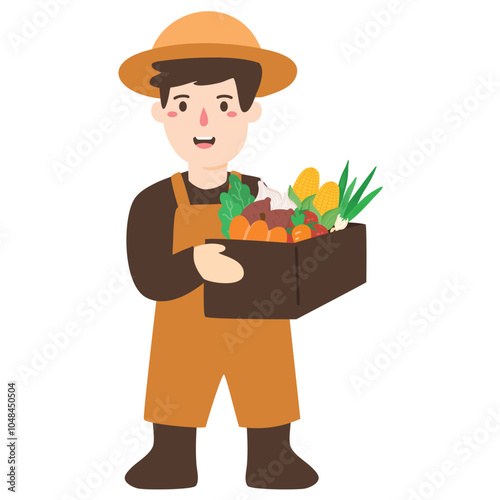 Farmer boy Profession Cute Illustration