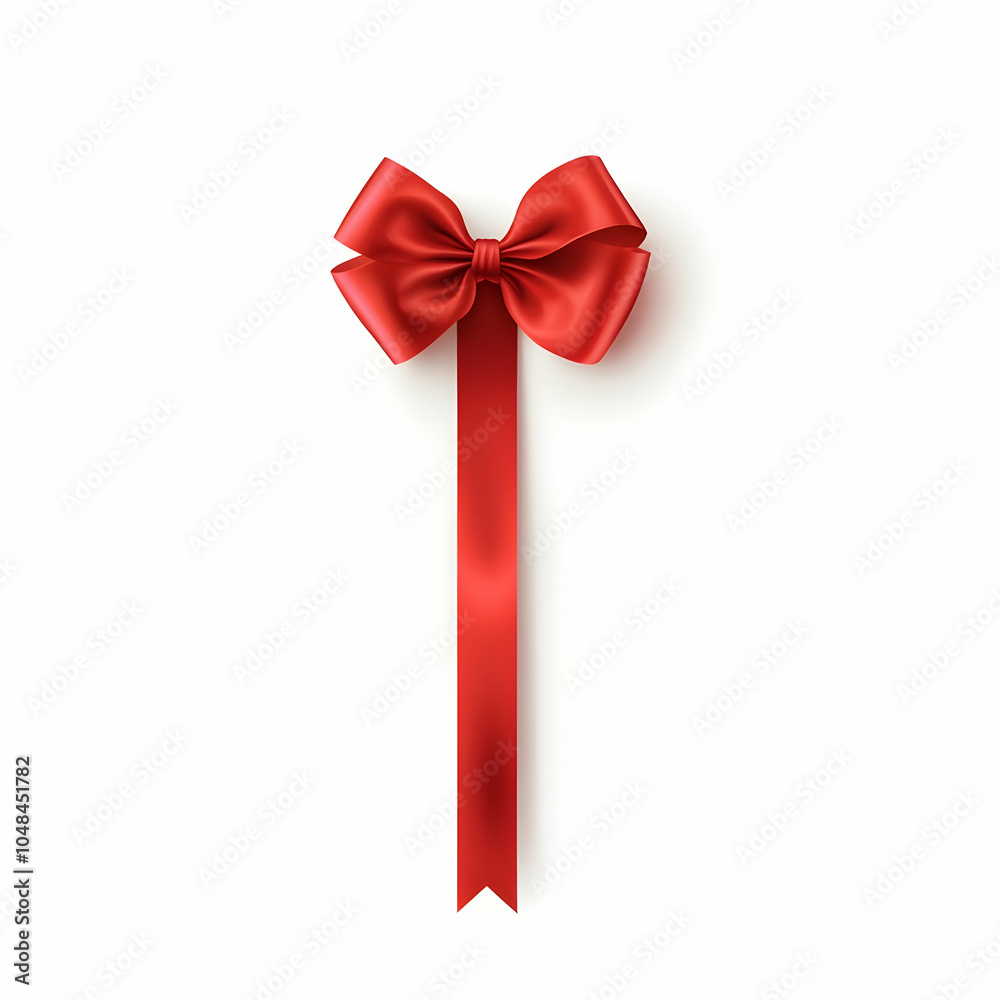 Red ribbon bow isolated on a white background, a simple vector illustration with smooth gradients Red ribbon bow isolated on a white background, a simple vector illustration with smooth gradients