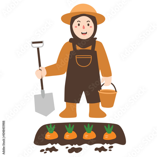 Cute Farmer Girl cartoon illustration