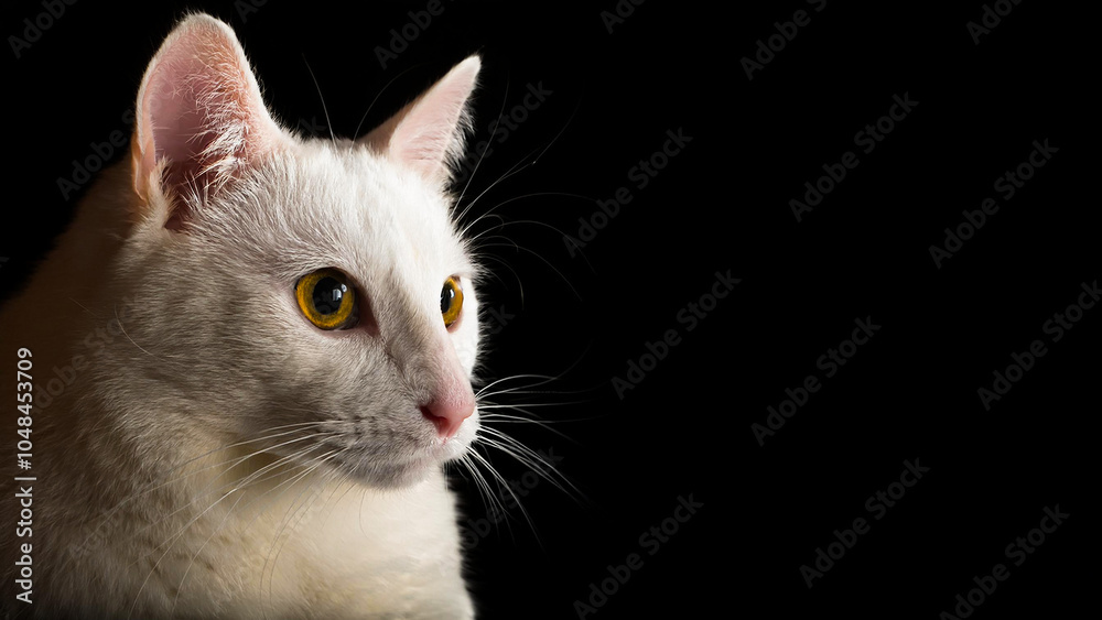 Obraz premium Portrait of Anatolian Cat on black background.