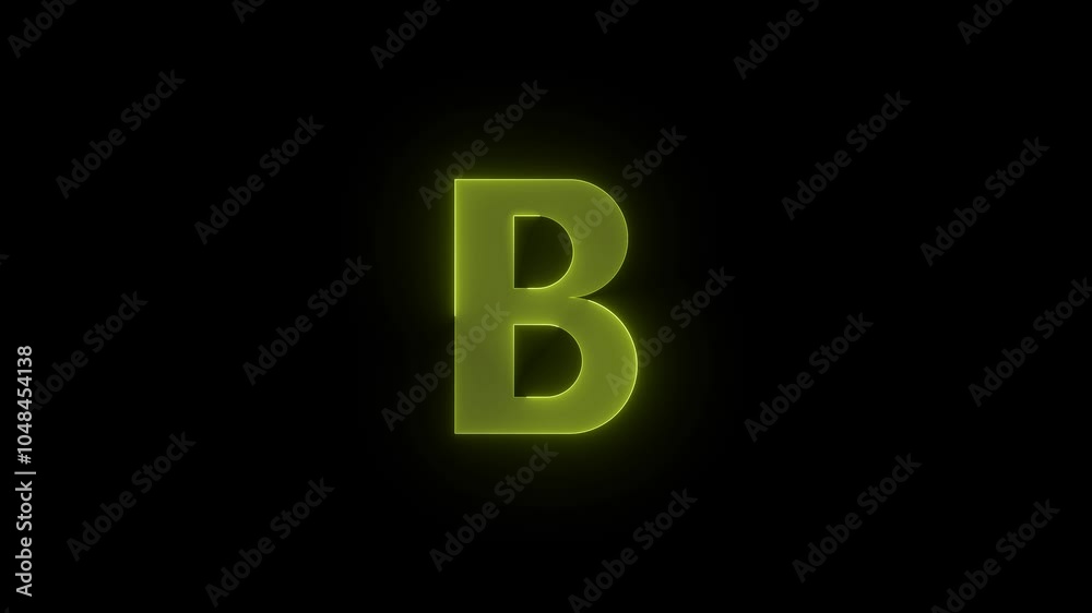 Bold b stroke icon glowing neon yellow color animation Bold b stroke icon glowing neon yellow color animation