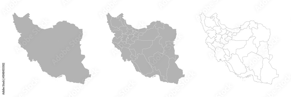 Fototapeta premium Set of IRAN Maps with Main Map and Regional maps