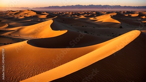 Endless Waves of Sand Bathed in Soft Golden Light, Capturing the Tranquil Beauty of the Desert at Dusk (79)