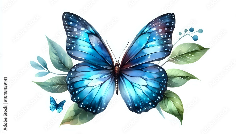 Obraz premium Vibrant Blue Butterfly with Intricate Wing Patterns 