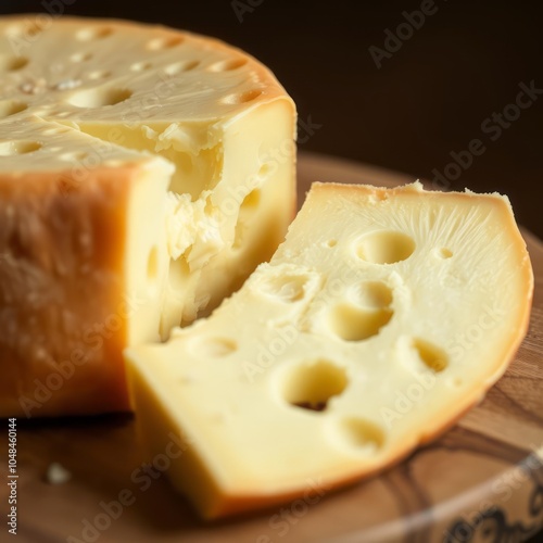 Piece of delicious cheese cut out photo