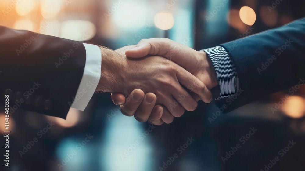 Male executives shaking hands sealing corporate merger deal, business collaboration concept, successful financial partnership, investment Male executives shaking hands sealing corporate merger deal, business collaboration concept, successful financial partnership, investment