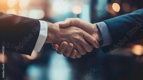 Male executives shaking hands sealing corporate merger deal, business collaboration concept, successful financial partnership, investment