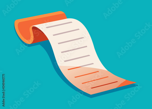 Receipt bill. Invoice paper payment. Bank purchase or price. Tax document. Financial check. Isometric business note