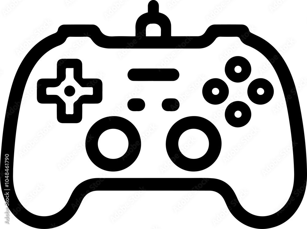 Black Line Art Gamepad Gaming Device Cable Controller Hand Drawn Illustration Black Line Art Gamepad Gaming Device Cable Controller Hand Drawn Illustration