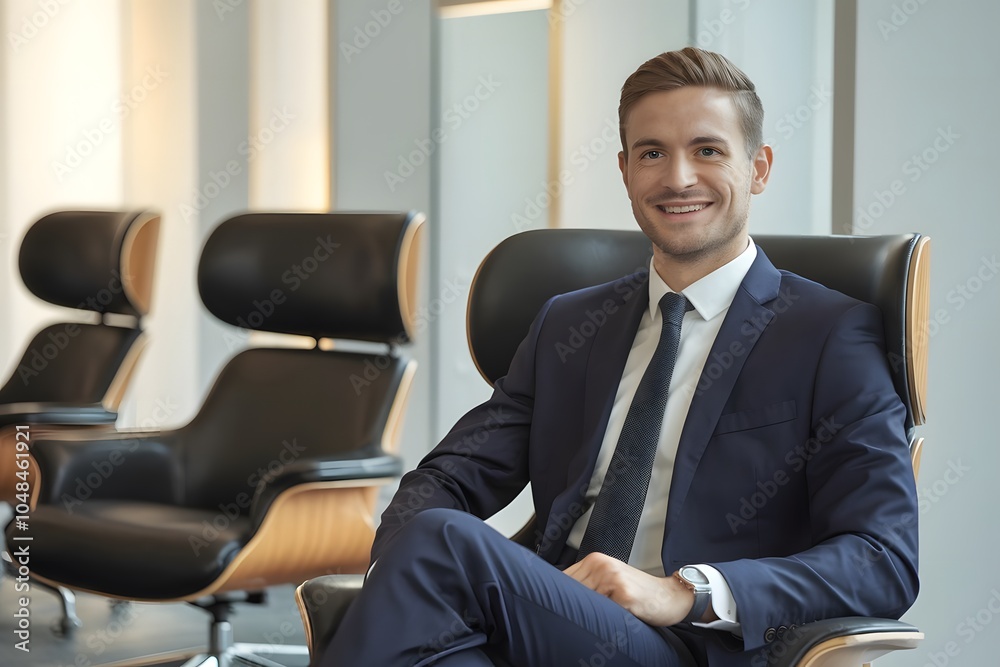 portrait of a businessman sitting in a chair portrait of a businessman sitting in a chair