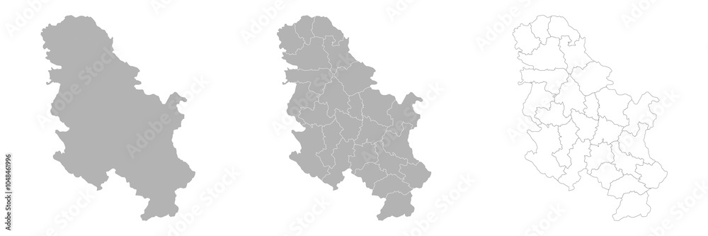 Fototapeta premium Set of SERBIA Maps with Main Map and Regional maps