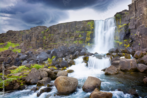 Öxarárfoss waterfall in Þin...