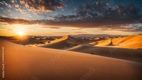 Breathtaking View of Sun-Kissed Sand Dunes in a Peaceful Desert Setting, Highlighting Nature's Elegance (86)