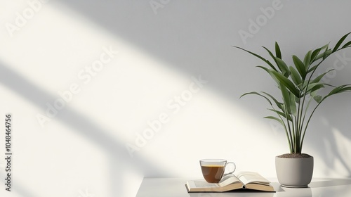 Wallpaper Mural Cozy Home Office Workspace with Plant and Coffee Torontodigital.ca