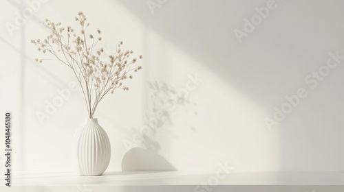 Minimalist Still Life with Dried Flowers in Vase photo