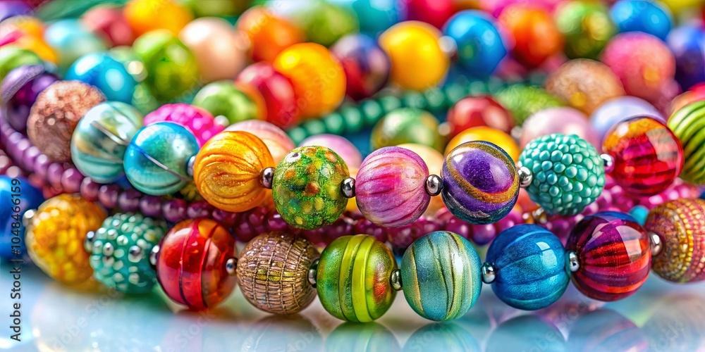 Fototapeta premium A symphony of colorful beads, each reflecting light in a unique way, creating a kaleidoscope of textures and patterns.