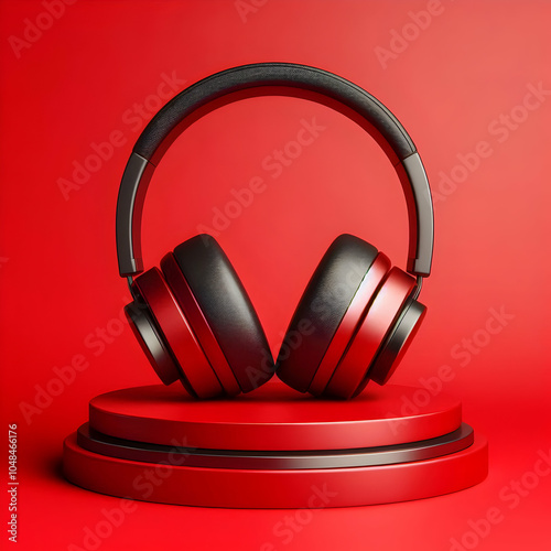 Classic Red and Black Headphones photo