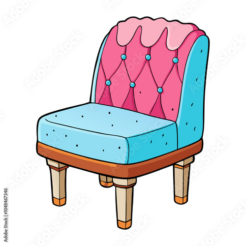 Charming Pink and Blue Upholstered Chair  