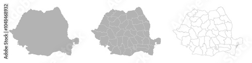 Set of ROMANIA Maps with Main Map and Regional maps