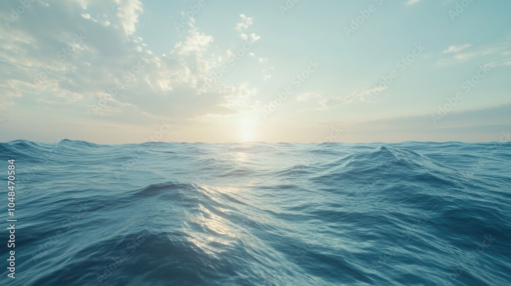 Fototapeta premium Tranquil ocean waves at sunrise in serene light