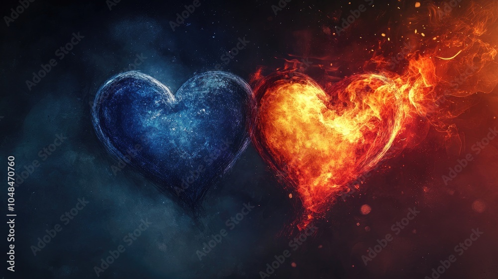 Blue heart of ice and fiery juxtaposed Blue heart of ice and fiery juxtaposed