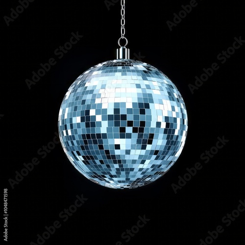 Silver disco mirror ball cut out Based on Generative AI