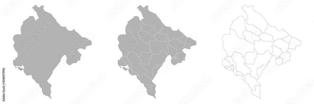 Fototapeta premium Set of MONTENEGRO Maps with Main Map and Regional maps