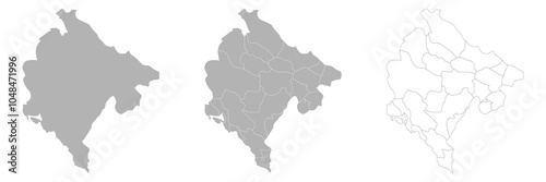 Set of MONTENEGRO Maps with Main Map and Regional maps
