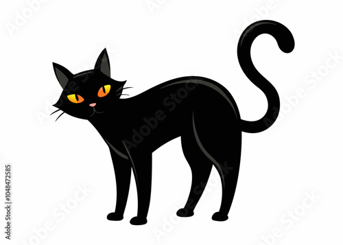 Black Cat with Arched Back vector illustration silhouette 