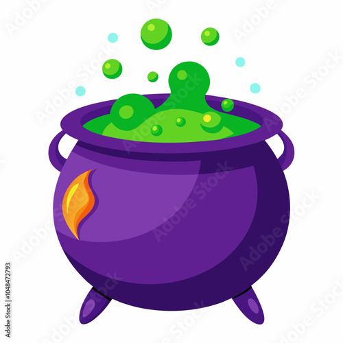 Cauldron with Bubbling Potion vector illustration on white background