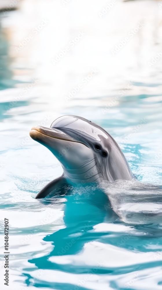 Obraz premium Graceful Dolphin Swimming in Clear Water