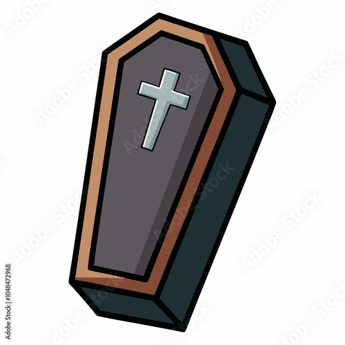 Coffin with Cross vector illustration on white background