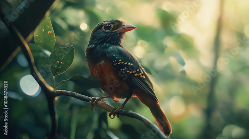 Close-Up of a Beautiful Bird Perched on a Branch