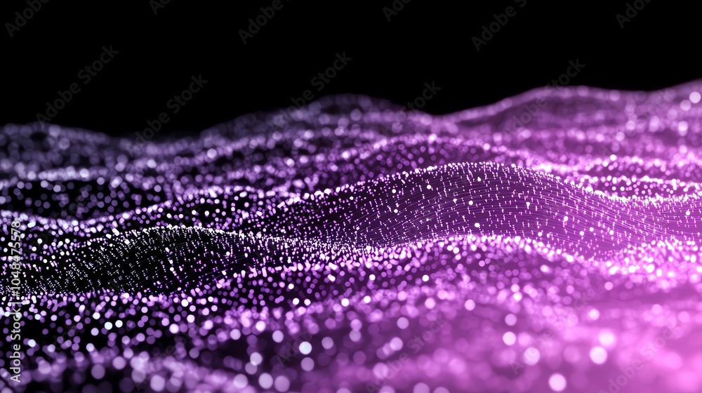 Abstract purple waves with glowing dots Abstract purple waves with glowing dots